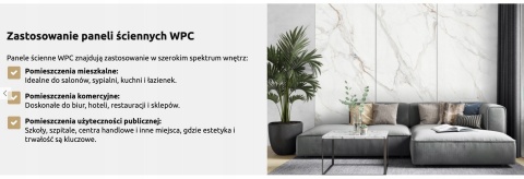 PRÓBKA Płyta Węglowa Panel WPC Carrara 10X20X0,5cm Matowa PREMIUM