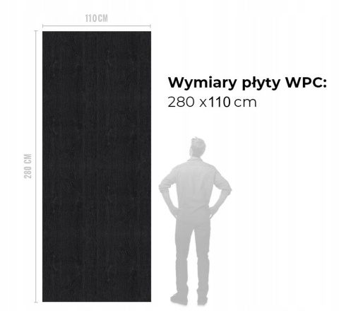 Płyta Węglowa Panel WPC BLACK WOOD 280x110x0,5cm MATOWA BASIC