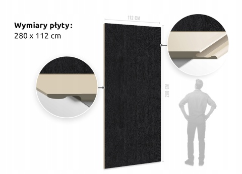 Płyta Węglowa Panel WPC BLACK Wood 280x112x0,8cm MATOWA FastClick