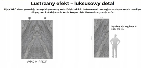 Płyta Węglowa Panel WPC Grey Stone 280x112 cm Mirror 2 szt. połysk PREMIUM