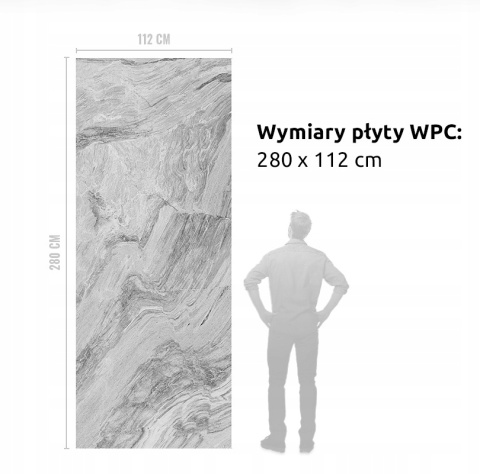 Płyta Węglowa Panel WPC Grey Wave 280x112x0,5cm Błyszcząca PREMIUM