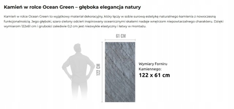 Kamień w rolce Fornir kamienny Naturalny Ocean Green 122x61x0,2 cm