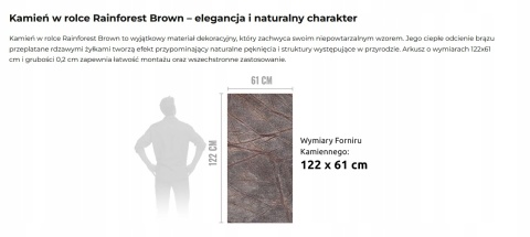 Kamień w rolce Fornir kamienny Naturalny Rainforest Brown 122x61x0,2 cm