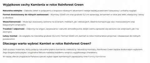 Kamień w rolce Fornir kamienny Naturalny Rainforest Green 122x61x0,2 cm