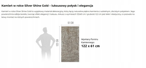 Kamień w rolce Fornir kamienny Naturalny Silver Shine Gold 122x61x0,2 cm