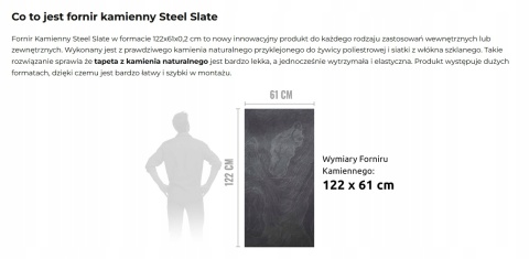 Kamień w rolce Fornir kamienny Naturalny Steel slate 122x61x0,2cm