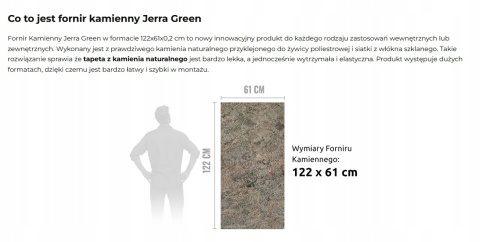 Kamień w rolce Fornir kamienny Naturalny Zerra Green 122x61x0,2 cm