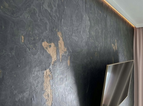 PRÓBKA Kamień w rolce Fornir kamienny Naturalny Black Slate Gold 10x15x0,2