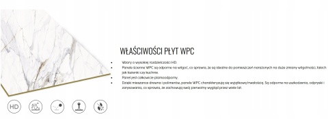Płyta Węglowa Panel WPC Calacatta Gold 280x110x0,5cm Błyszcząca PREMIUM HD