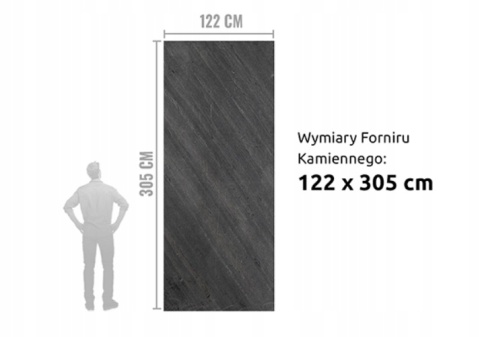 Kamień w rolce Fornir kamienny Naturalny Black LINE Antracyt 122x305x0,2 cm