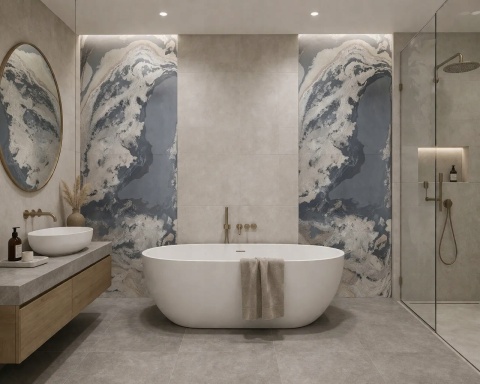 Kamień w rolce Fornir kamienny Naturalny Ocean Blue 122x280x0,3 cm