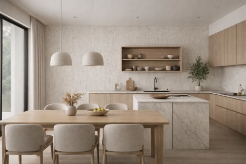 Kamień w rolce Fornir kamienny Naturalny TRAWERTYN BEIGE 122x280x0,3 cm