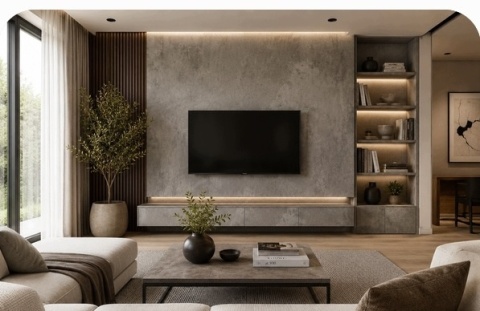 Kamień w rolce Fornir kamienny mineralny TRAWERTYN BROWN 280x120 PREMIUM