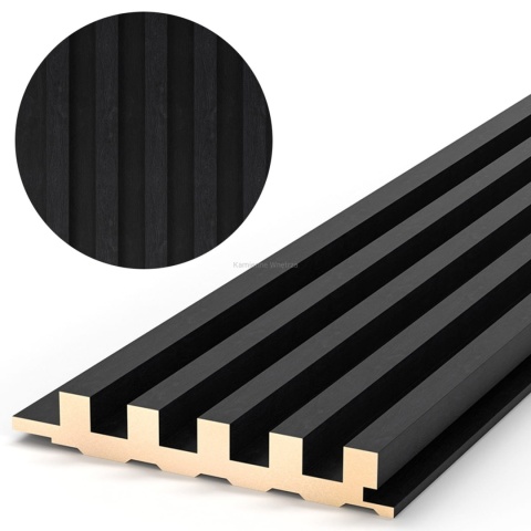 Lamele WPC ścienne dekoracyjne na płycie Wergo BLACK 300x11x1,8cm MATOWE