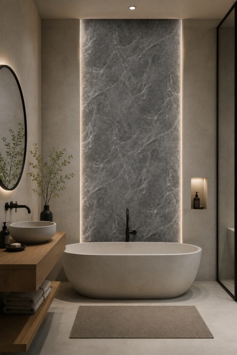 Płyta ŚCIENNA Panel wodoodporny PVC STRUKTURA GREY 280x122x0,3cm MATOWA