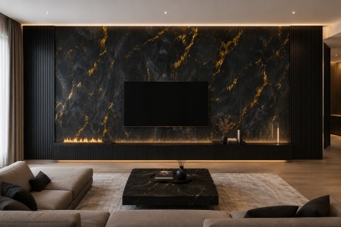 Płyta ŚCIENNA Płyta węglowa PVC BLACK GOLD 280x121,5x0,3cm POŁYSK