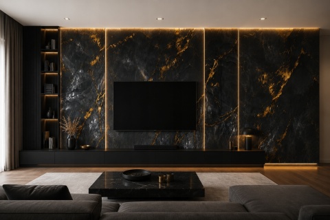 Płyta ŚCIENNA Płyta węglowa PVC BLACK GOLD 280x121,5x0,3cm POŁYSK