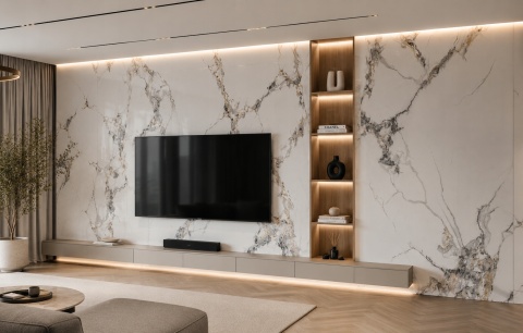 Płyta ŚCIENNA Płyta węglowa PVC LAMARO WHITE 280x121,5x0,3cm POŁYSK