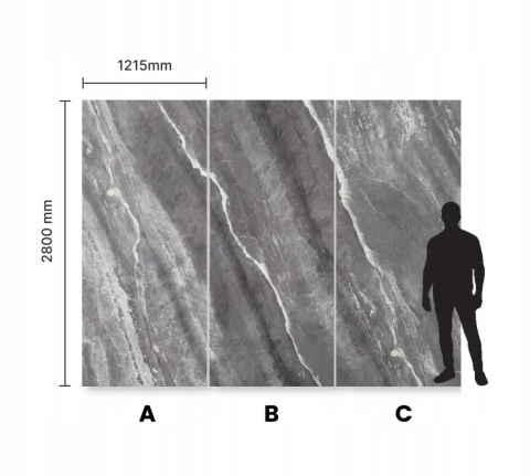 Płyta Węglowa Panel MARBLE GREY 280x121,5x0,3cm POŁYSK PREMIUM