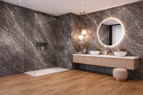 Płyta Węglowa Panel MARBLE GREY 280x121,5x0,3cm POŁYSK PREMIUM