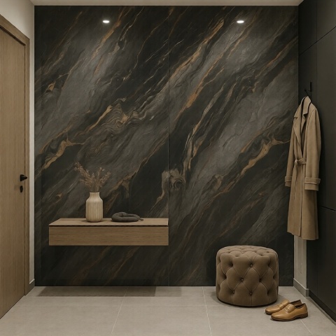 Płyta Węglowa WPC wodoodporna HARDSTONE GUSTO BLACK 280x110x0,3cm POŁYSK