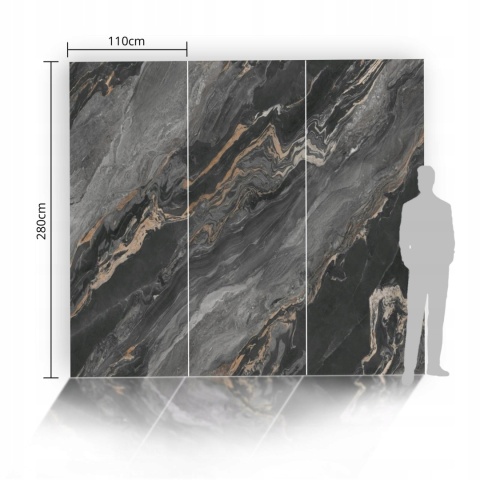 Płyta Węglowa WPC wodoodporna HARDSTONE GUSTO BLACK 280x110x0,3cm POŁYSK