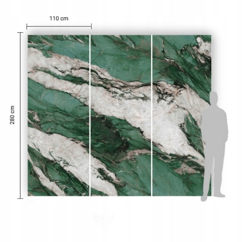 Płyta Węglowa wodoodporna CARRARA GREEN 280x110x0,3cm POŁYSK