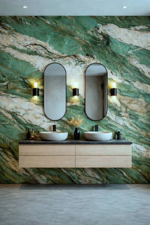 Płyta Węglowa wodoodporna CARRARA GREEN 280x110x0,3cm POŁYSK