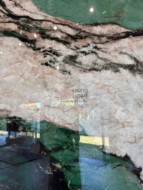 Płyta Węglowa wodoodporna CARRARA GREEN 280x110x0,3cm POŁYSK