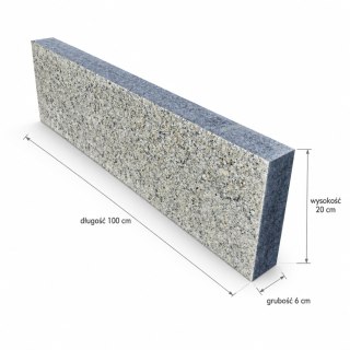 Obrzeże granitowe G602 6x20x100 cm góra płomieniowana (opornik)