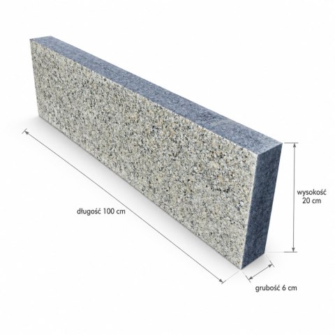 Obrzeże granitowe G602 6x20x100 cm góra płomieniowana (opornik)