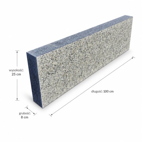 Obrzeże granitowe G602 8x25x100 cm góra płomień