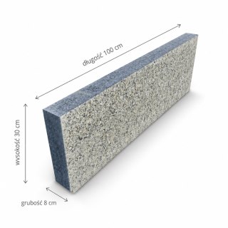 Obrzeże granitowe G602 8x30x100 cm góra + bok płomieniowany (blok schodowy)