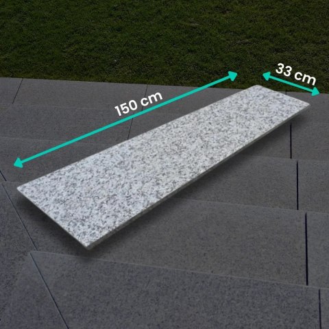 Parapet Stopnica granitowa szara polerowana Bianco Sardo G602 150x33x2 cm