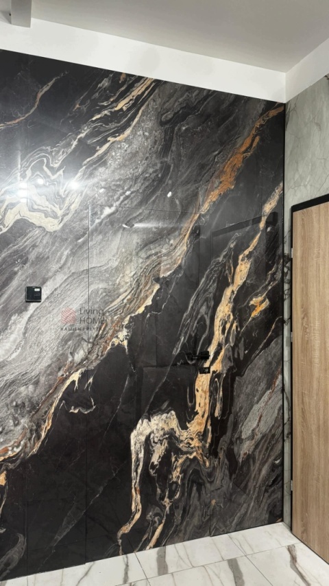 Płyta Węglowa wodoodporna HARDSTONE CARRARA BLACK 280x110x0,3cm MATOWA