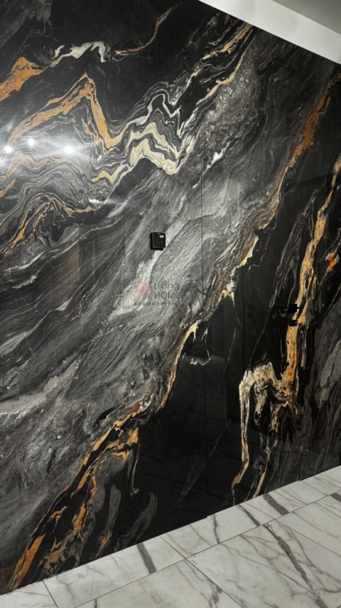 Płyta Węglowa wodoodporna HARDSTONE CARRARA BLACK 280x110x0,3cm MATOWA
