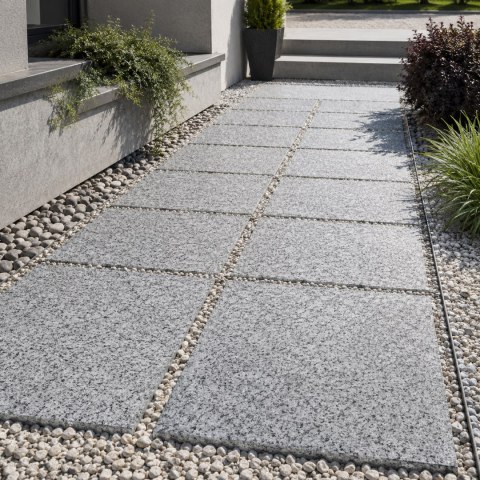 Płyta drogowa granitowa szara płomieniowana Bianco Sardo G602 60x60x6 cm