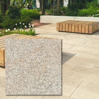 Płytka granitowa beżowo szara płomieniowana G682 60x60x2