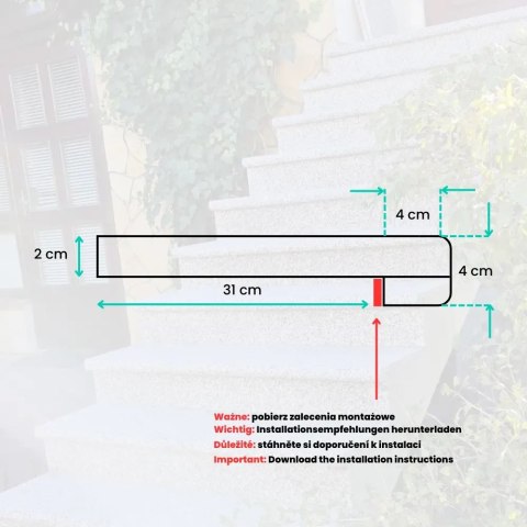 Schodek Granitowy G664 135x35x2 stopnica Bullnose