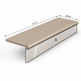Schodek Granitowy G682 100x35x2 stopnica Bullnose | Obrzeże basenowe