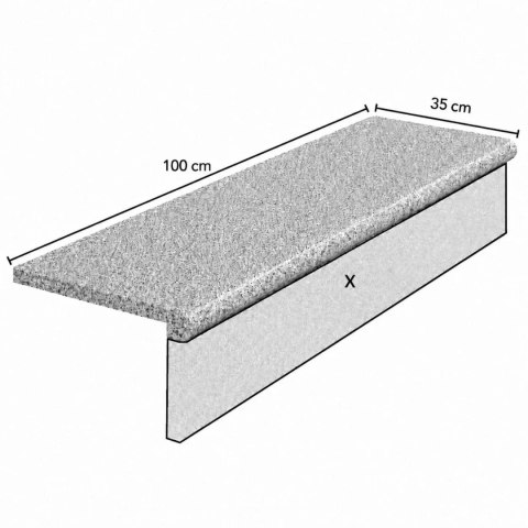 Schodek Granitowy płomieniowany G603 100x35x2 stopnica Bullnose | Obrzeże basenowe