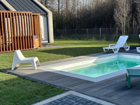 Schodek Granitowy płomieniowany G603 100x35x2 stopnica Bullnose | Obrzeże basenowe