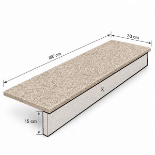 Stopnica granitowa beż płomieniowana G682 150x33x2