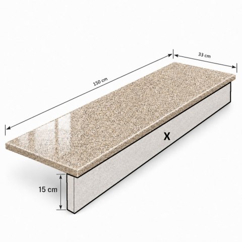 Stopnica granitowa beż polerowana G682 150x33x2 cm
