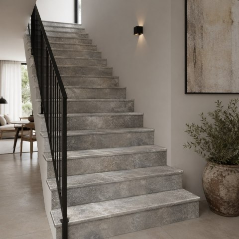 Stopnica kamienna Trawertyn Ash Argent Mix Szlifowany Bullnose 135x33x2 cm