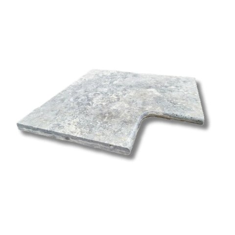 Trawertyn 3 cm Kamień brzegowy Silver Greige Ash | Obrzeża do basenu Bullnose narożnik