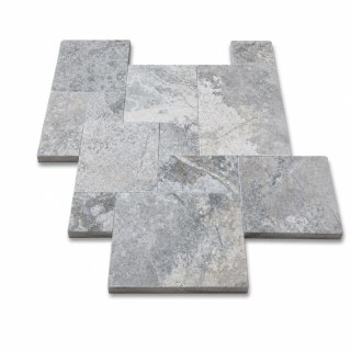 Trawertyn Ash Argent Antykowany Bębnowany 3 cm | 1kpl=0,742m2 | Komplet Rzymski