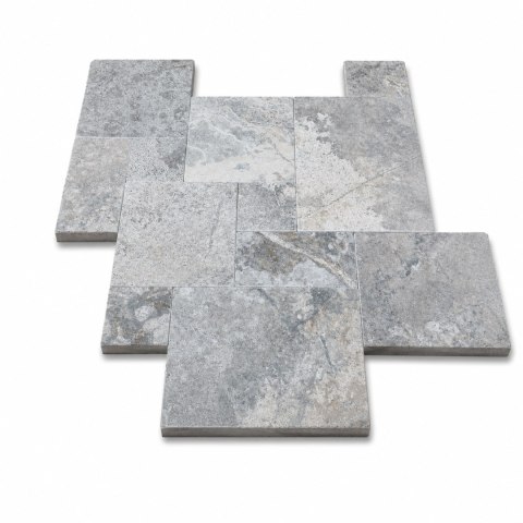 Trawertyn Ash Argent Antykowany Bębnowany 3 cm | 1kpl=0,742m2 | Komplet Rzymski