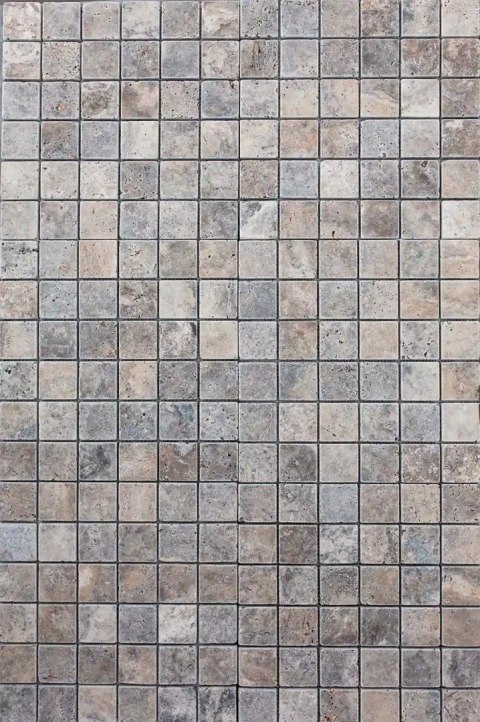 Kamień dekoracyjny trawertyn Ash Argent Mix Bębnowany Mozaika 4,8x4,8x1 cm