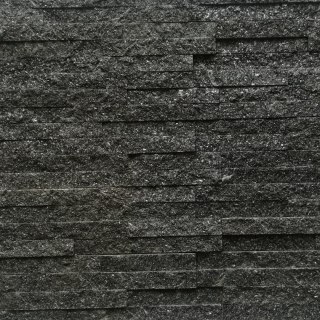 Kamień elewacyjny-dekoracyjny kwarcytowy czarny Stackstone Black 10x36x0,8-1,3 cm